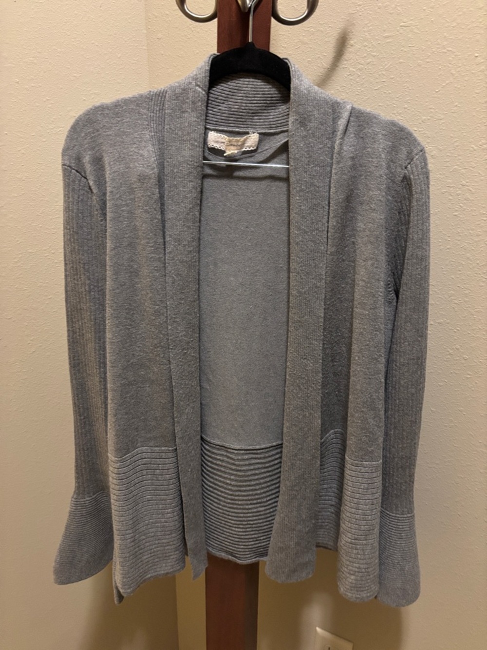 Light Gray Open-Front Women's Sweater Cardigan